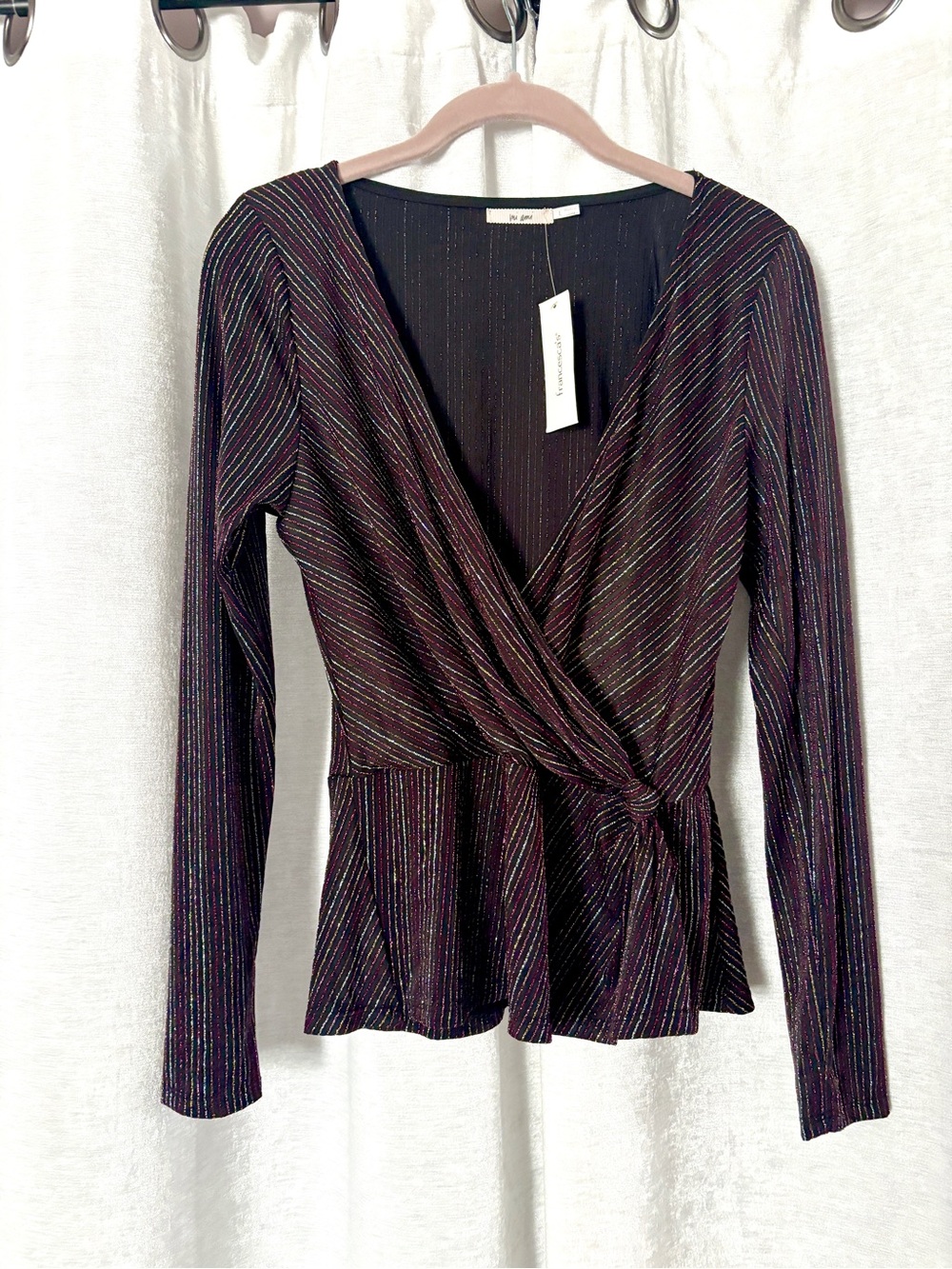 NWT Francesca's Striped Wrap Blouse